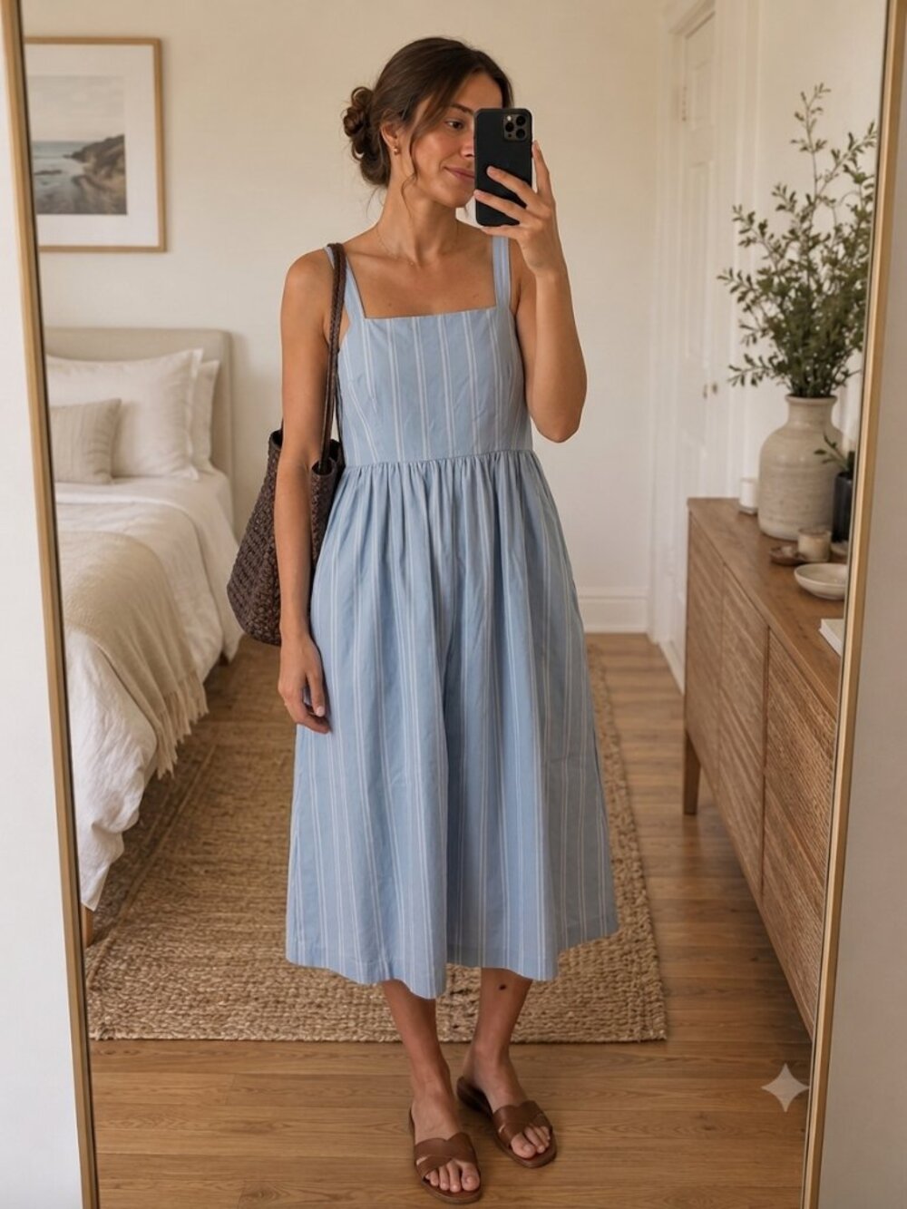 A New Day - Blue Striped Midi Dress - XXL